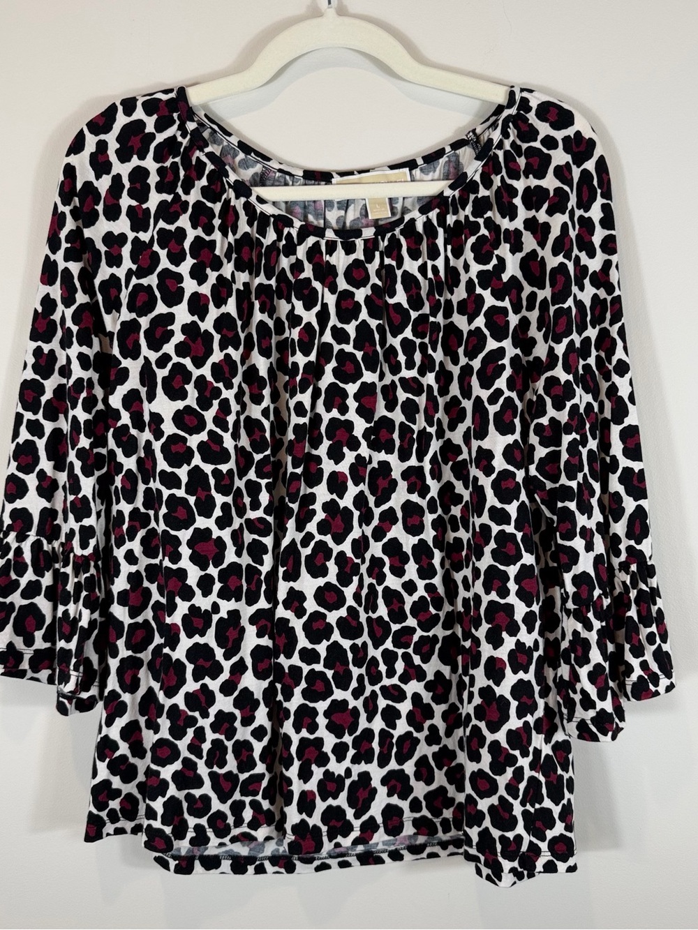 Michael Kors Women’s Leopard Print bell Sleeve Shirt Size Large